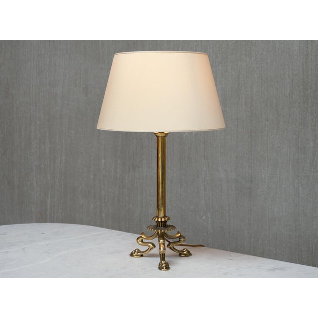 Brass Lamps with Lions Paw Feet attributed to Vilhelm Bissen, Denmark, 1890s, Set of 2 For Sale - Image 11 of 13