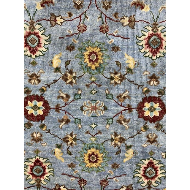 2020s 8x10 Blue Hand-Knotted Wool Floral Sky Classic Traditional Modern Carpet Rug For Sale - Image 5 of 5