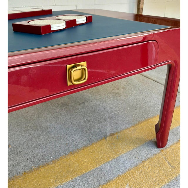 Wood Jonathan Charles Red Lacquer Polly Rose Cocktail Table For Sale - Image 7 of 8