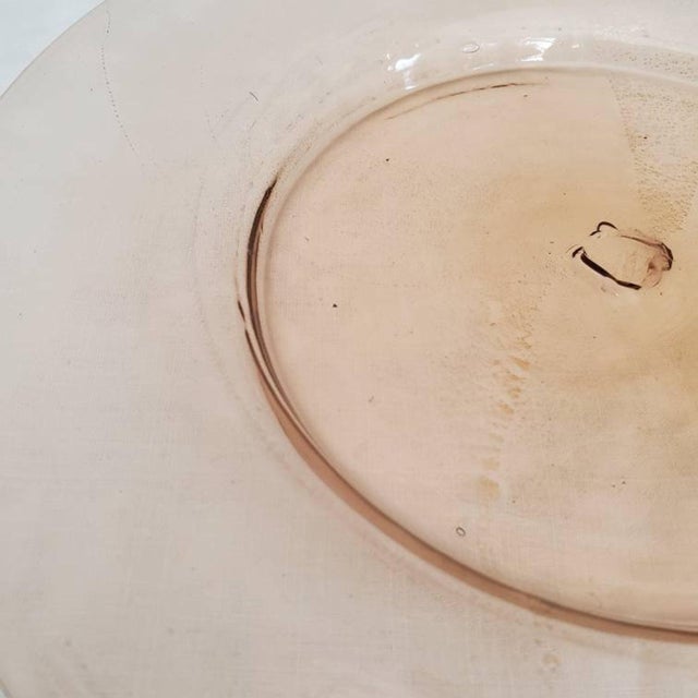 Murano Very rare set of 6 Murano blown glass dinner plates // Avventiruna // Venetian glass // gold flecks // handmade // midcentury glassware For Sale - Image 4 of 9