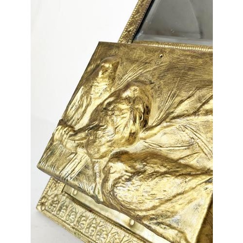 Gold Gilded Mirror with Letter Holder, France, 1970s For Sale - Image 8 of 14