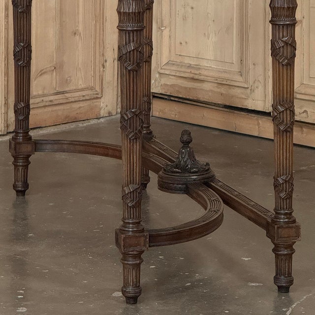 19th Century Country French Louis XVI Hand-Carved Walnut Console ~ Sofa Table For Sale - Image 14 of 18