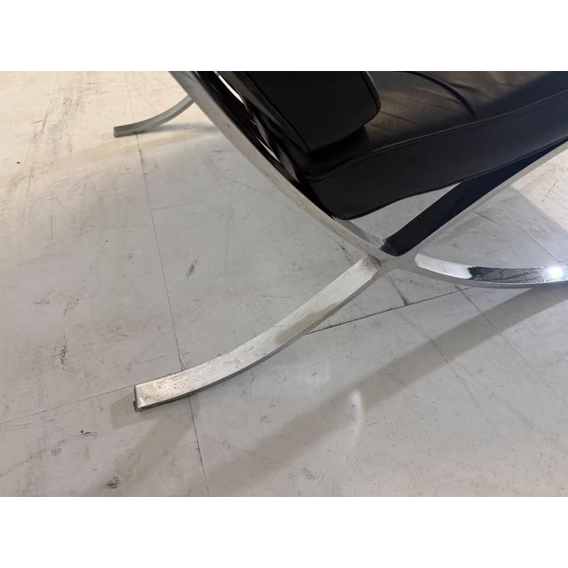 Black Leather Barcelona Chair by Ludwig Mies Van Der Rohe for Knoll Inc. For Sale - Image 8 of 15