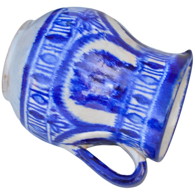Mid 20th Century Mid 20th Century Blue Moorish-Patterned Ceramic Art Decorative Pitcher For Sale - Image 5 of 8