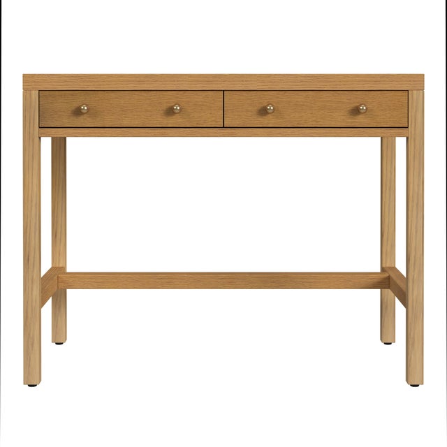 Modern Nora 40 in. W Rectangular Wood 2 Drawer Writing Desk, Light Natural For Sale - Image 3 of 7