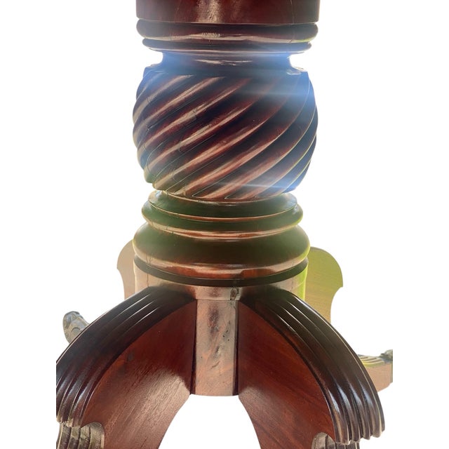 Red Antique Duncan Phyfe Mahogany Drop Leaf Table With Very Rare Dolphin Casters For Sale - Image 8 of 12