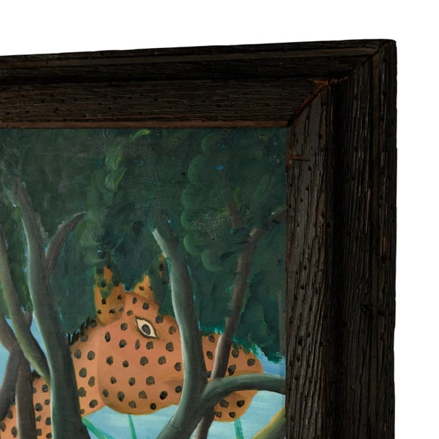 Mid Century Haitian Paintings of Jungle Scenes by Felix Bryoché - Set of 2 For Sale - Image 15 of 15