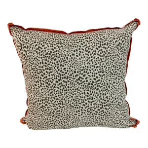 Animal Print Toss Pillow With Coral Linen Details