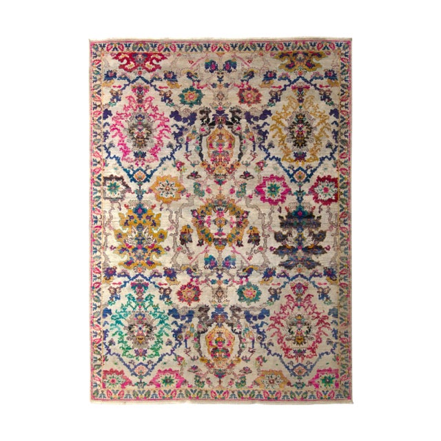 Beige 2010s Rug & Kilim's Agra Floral Rug in Beige, Gold, Pink Al Over Floral Pattern For Sale - Image 8 of 8
