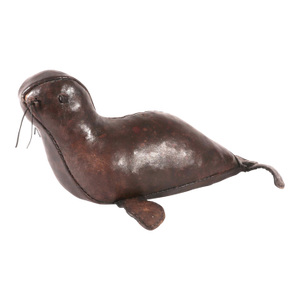Mid-Century Modern Leather Small Model of a Seal