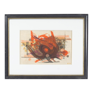 Abstract Japanese Woodblock Print by Hodaka Yoshida