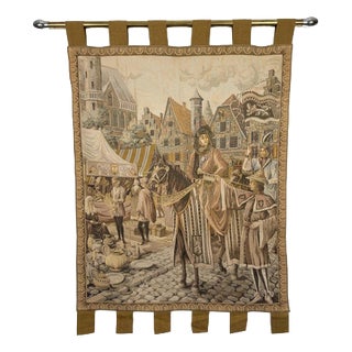 French Medieval Street Market Tapestry, 20th Century For Sale