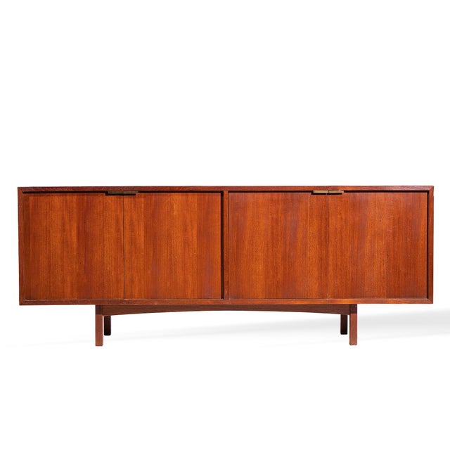 HP Hansen Style Mid Century Danish Teak and Brass Credenza This credenza measures: 84 wide x 21 deep x 33 inches high Good...
