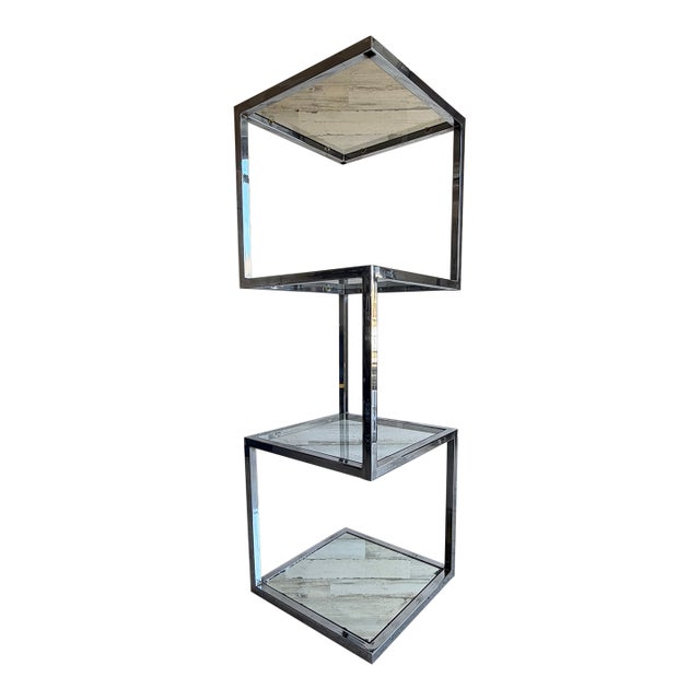 Geometric Chrome Etagere For Sale