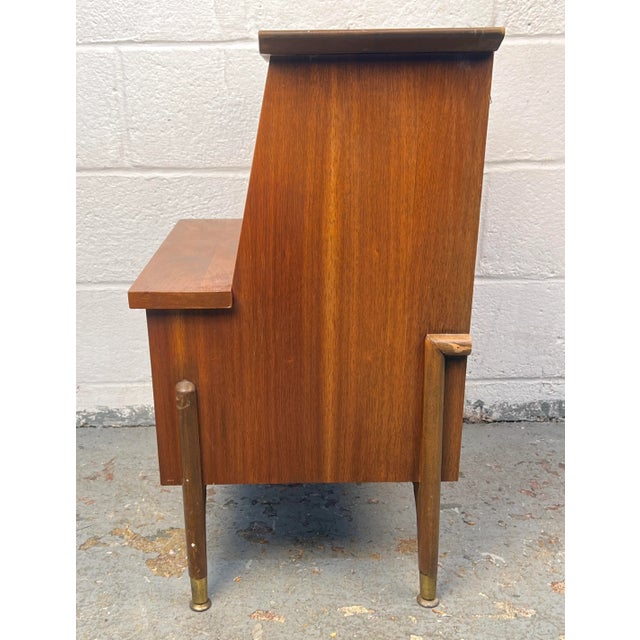 Brown Mid-Century Modern Two-Tiered Nightstand For Sale - Image 8 of 12