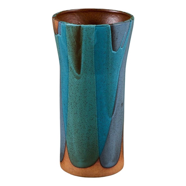 David Cressey Pro/Artisan Blue Flame-Glaze Sand Urn for Architectural Pottery For Sale