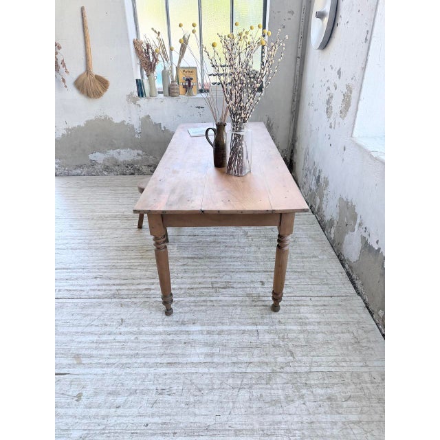Cherrywood Farmhouse Bistro Table with Turned Legs, 1890s For Sale - Image 3 of 18