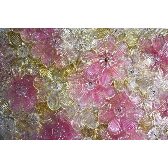 1970s Amazing Pink and Gold Large Size Murano Ceiling Light Flower by Seguso For Sale - Image 14 of 15