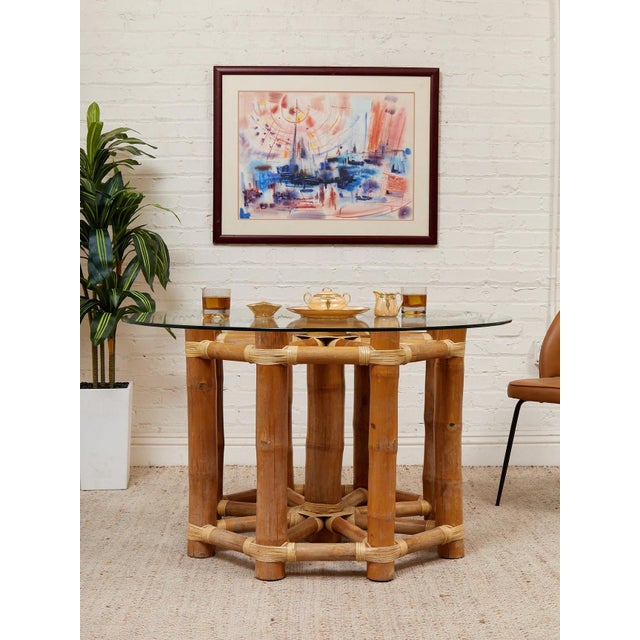 Camel Mid 20th Century Bamboo Dining Table For Sale - Image 8 of 11