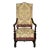 Antique Carved Oak Armchair Tudor Jacobean Style High Back Tapestry Fringe 1920s For Sale