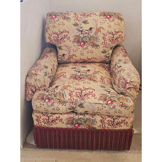 Traditional Chintz Upholstered Club Chairs- A Pair For Sale - Image 3 of 17