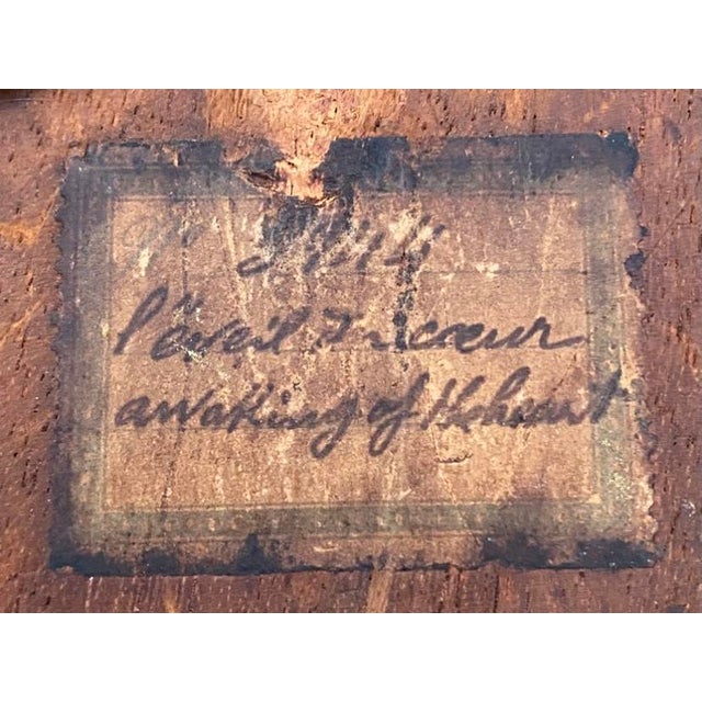 Diminutive Antique French Oil on Board, "Péveil It Riceur” For Sale - Image 11 of 13