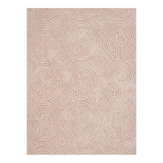 Lucca Hand-Tufted Maze Rug, Peony Pink, 9x12 For Sale