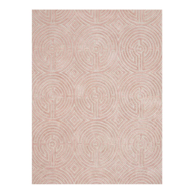 Lucca Hand-Tufted Maze Rug, Peony Pink, 9x12 For Sale