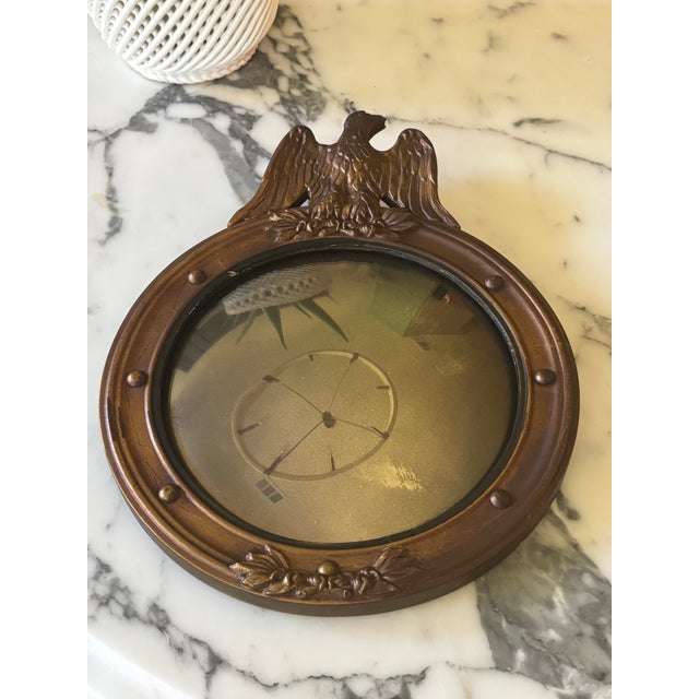 Gold Small Scale Antique Federal Revival Giltwood Eagle Convex Bullseye Mirror (#1 of 2 Listed) For Sale - Image 8 of 17