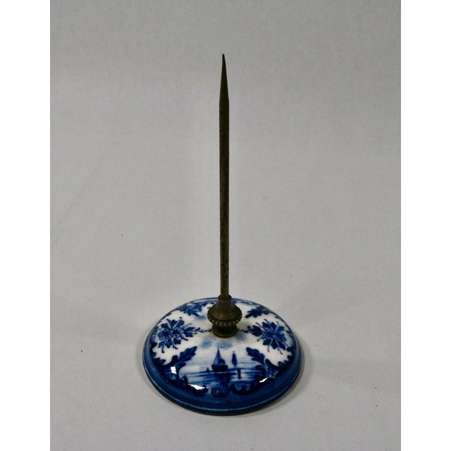 Delft Pattern Blue and White Letter Holder and Receipt Spindle For Sale - Image 12 of 16
