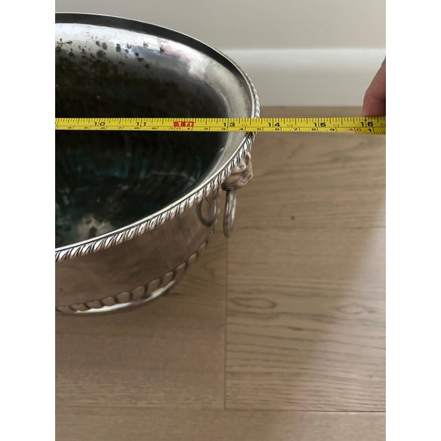 Metal Large 1920s Silverplate Footed Oval Urn With Lion Head Details For Sale - Image 7 of 12