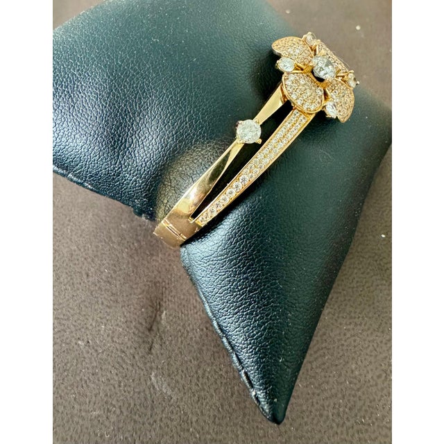 Metal 3.8 Carat Diamond 14 Karat Gold Cocktail Bangle Bracelet /cuff Estate 13.8 Gm For Sale - Image 7 of 18