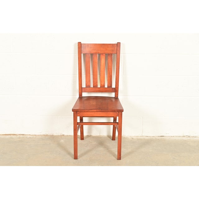 Limbert Style Antique Mission Oak Arts & Crafts Side Chairs or Dining Chairs, Pair For Sale In South Bend - Image 6 of 10