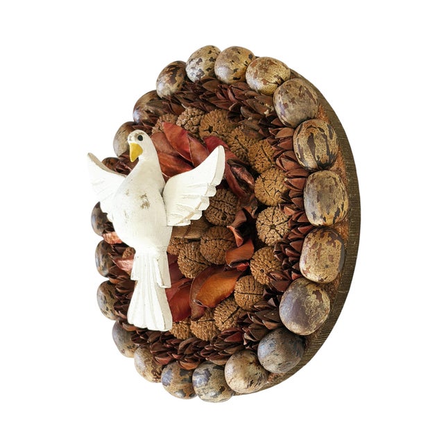 1980s Vintage Wooden Dove Bird Sculpture 7.5" Diameter For Sale - Image 5 of 7