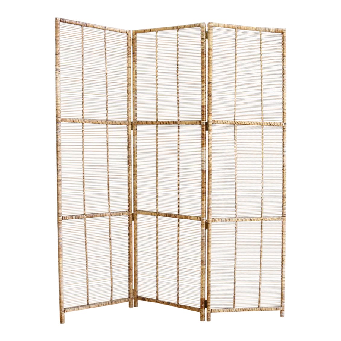 Vintage Bamboo & Rattan Folding Screen Room Divider Chairish