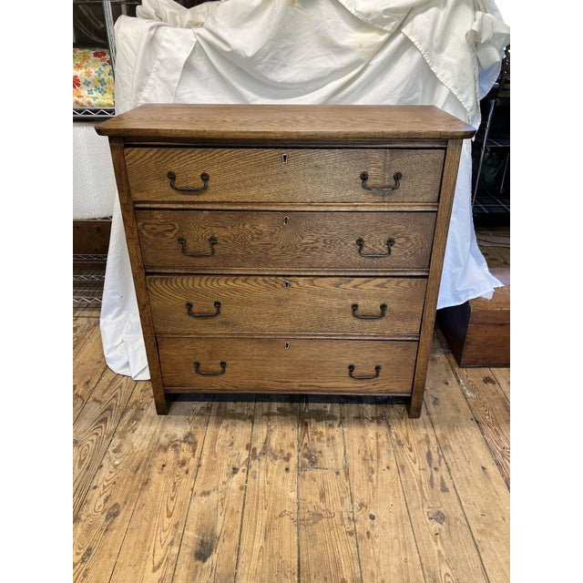 Early 1900s Solid Wood Dresser - 4 Drawers - Farmhouse Storage For Sale - Image 14 of 17