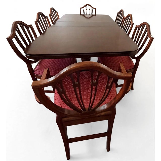 Drexel 1949 Drexel "New Travis Court" Mahogany Dining Table & 8 Thomasville Chairs For Sale - Image 4 of 12