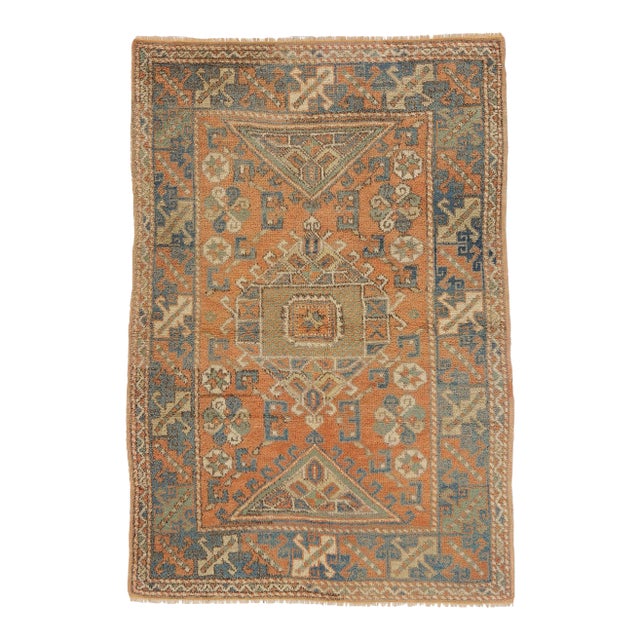Vintage Orange Turkish Oushak Rug - 04'00 X 05'08 For Sale