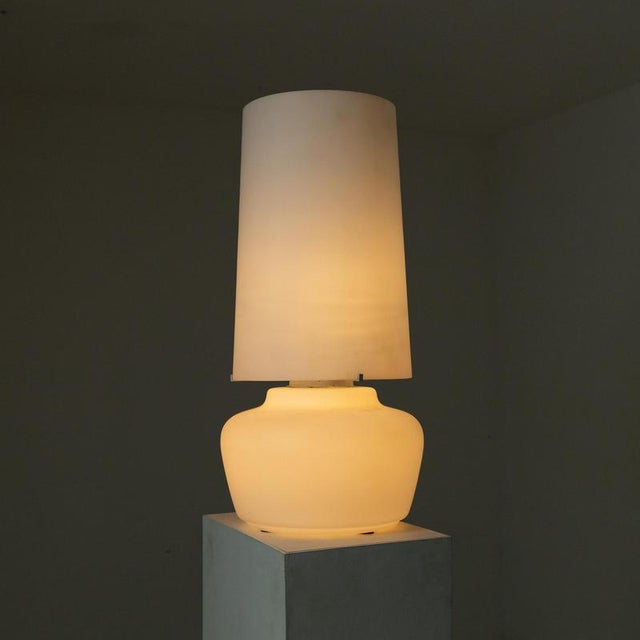 White Satin Glass Table Lamp, 1970s For Sale - Image 8 of 9