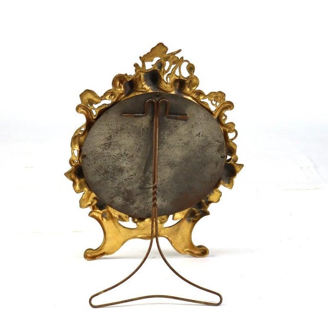 Antique Gilt Metal Floral Form Dresser Mirror C1880 For Sale - Image 4 of 9