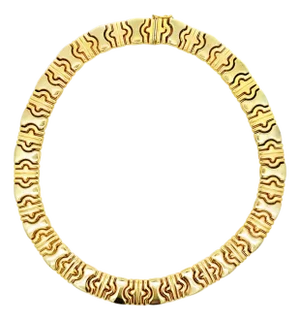 Vintage Italian Modernist 14k Gold Sculptural Link Collar Necklace