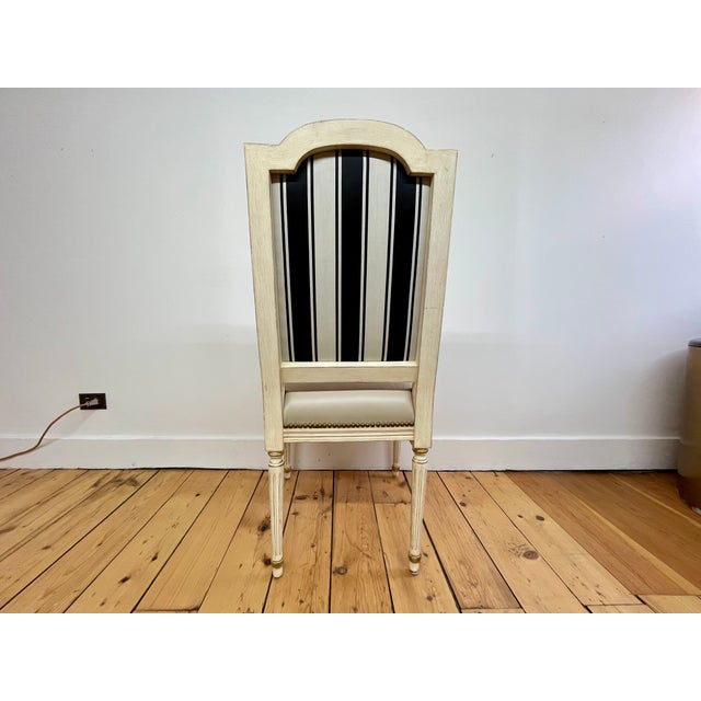 Set of 4 Vintage Louis XVI Style Dining Chairs With Leather Seats For Sale - Image 4 of 5