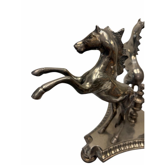 Hollywood Regency Vintage Castilian Imports Silver-Plated Rearing Stallions Centerpiece Base For Sale - Image 3 of 7
