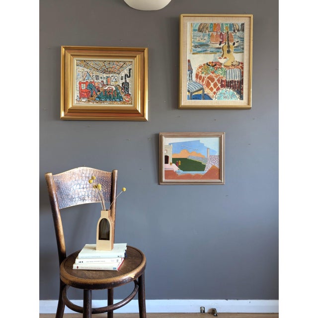 Mid-Century Modern Mid-Century Modern 'Interior With Painting' Vintage Swedish Original Still Life Interior Oil Painting, Framed For Sale - Image 3 of 12