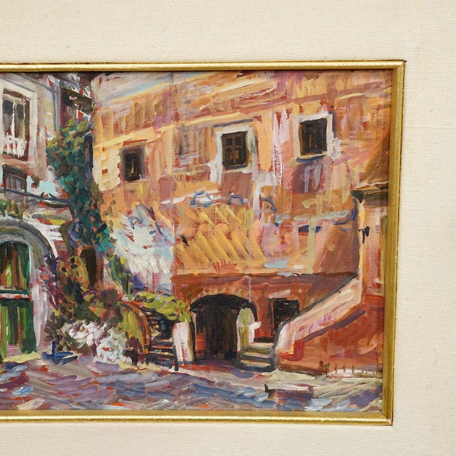 1980s Alexander Michael Oil Painting of the Marketplace in S. Felice Circeo, 1983 For Sale - Image 5 of 8