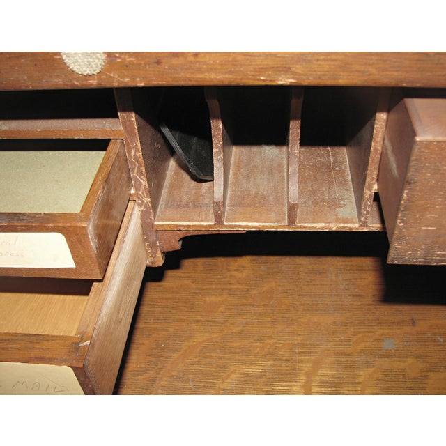 Wood Antique Roll Top Quarter Sawn Oak Wooden Desk For Sale - Image 7 of 15