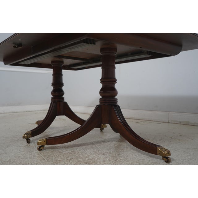 Brown Henredon Georgian Walnut Double Pedestal Dining Table W. 3 Leaves For Sale - Image 8 of 18
