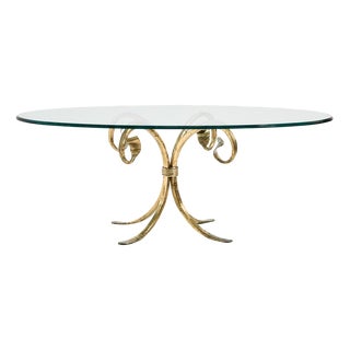 Brass and Glass Coffee Table, 1970s For Sale