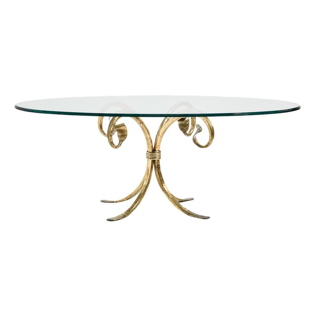 Brass and Glass Coffee Table, 1970s For Sale