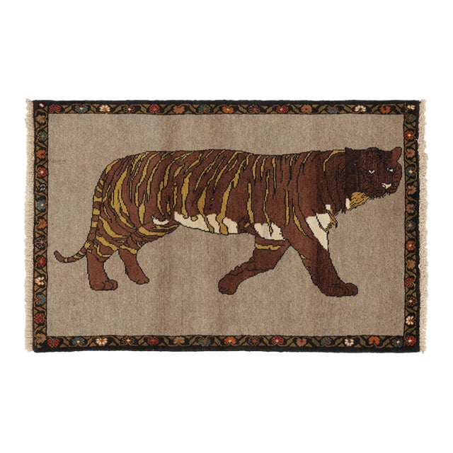 Vintage Tiger Pictorial Gabbeh Wool Rug by Rug & Kilim, Afghanistan, 1950-1959 For Sale